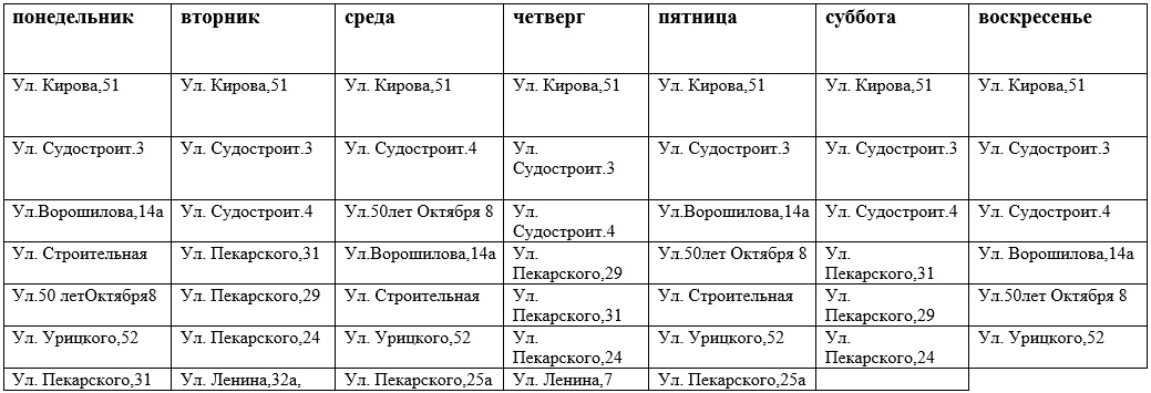 График вывоза мусора в праздничные дни График вывоза мусора в праздничные дни