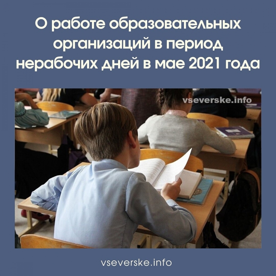 О работе образовательных организаций в период нерабочих дней в мае 2021 года О работе образовательных организаций в период нерабочих дней в мае 2021 года