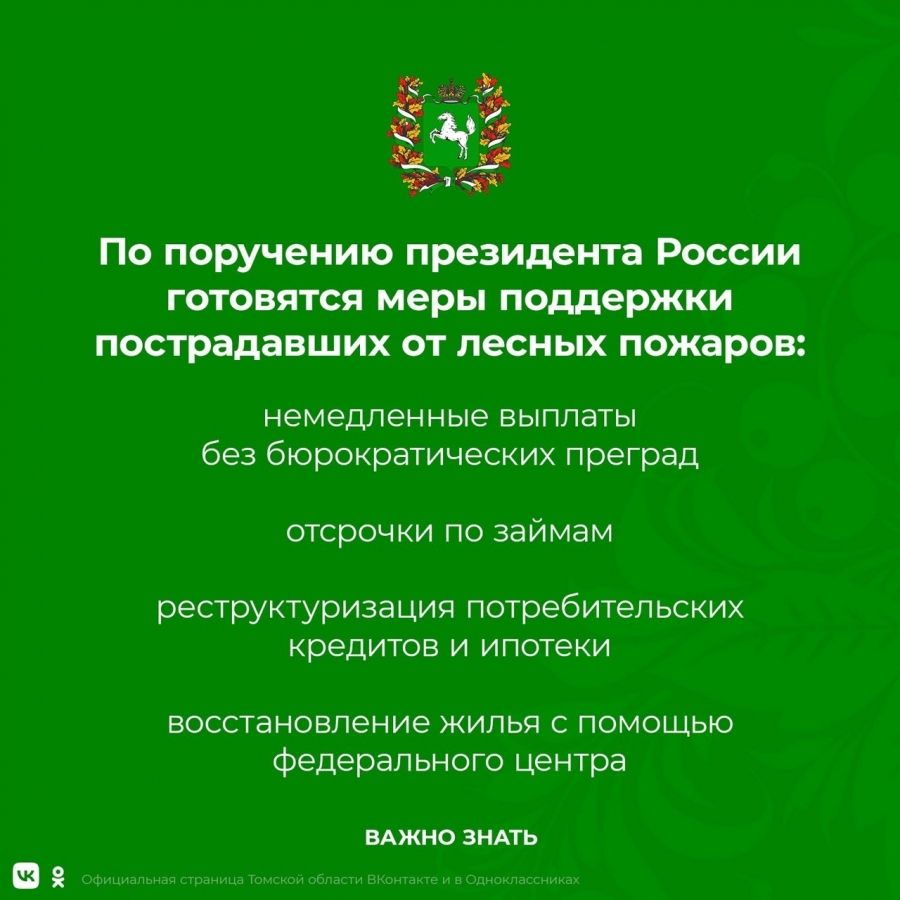 Пострадавшим от лесных пожаров помогут: о мерах поддержки объявил президент России Пострадавшим от лесных пожаров помогут: о мерах поддержки объявил президент России